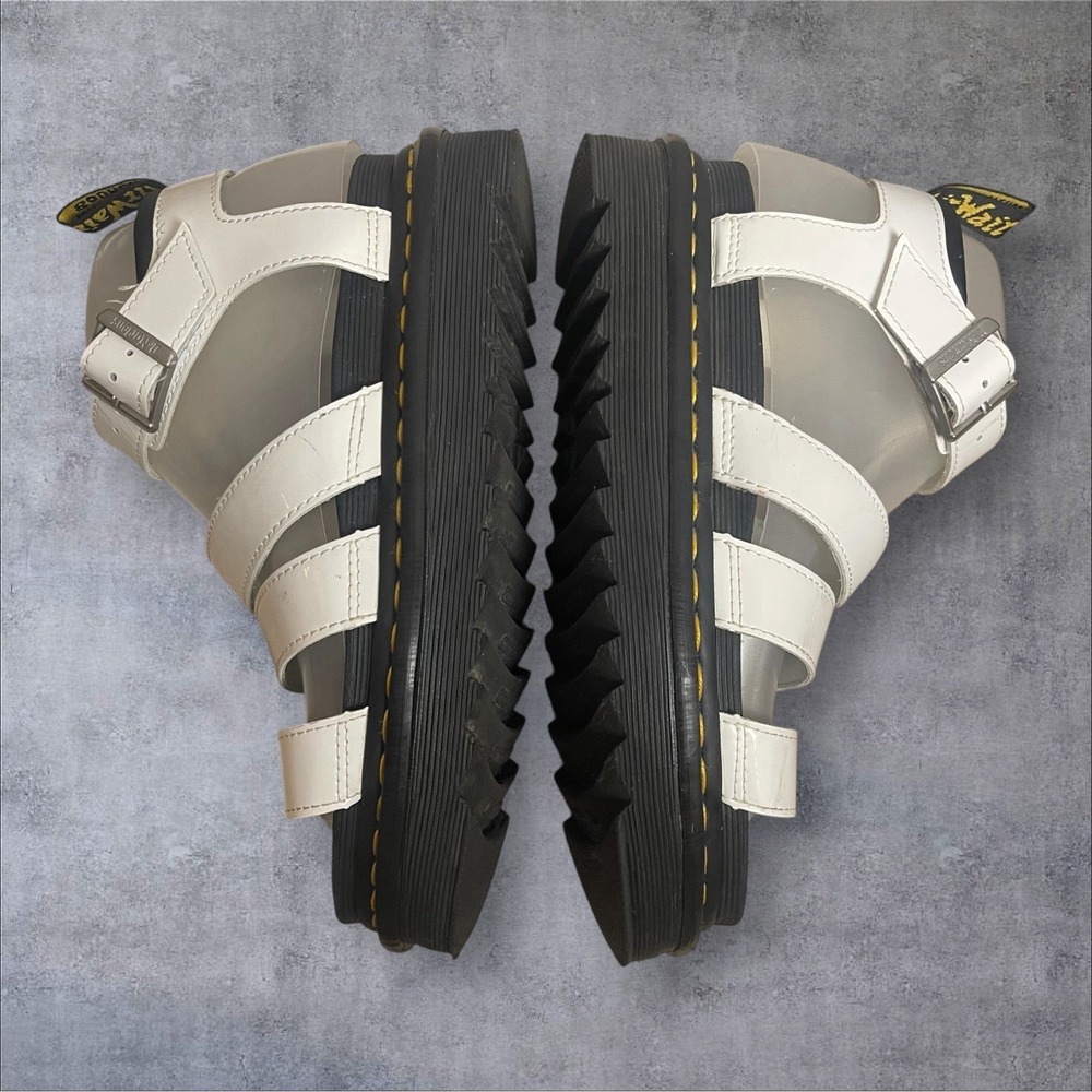 Dr. Martens Blaire Strappy White Patent Hydro Leather Sandals Womens 7 Chunky - Picture 5 of 8